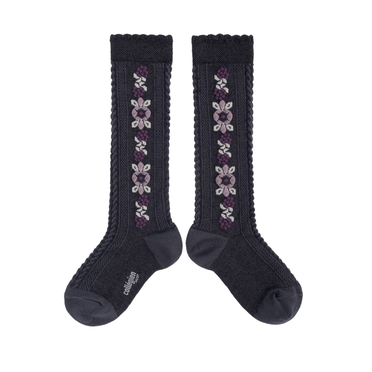 Dalia - Jacquard Flower Knee-high Socks #783