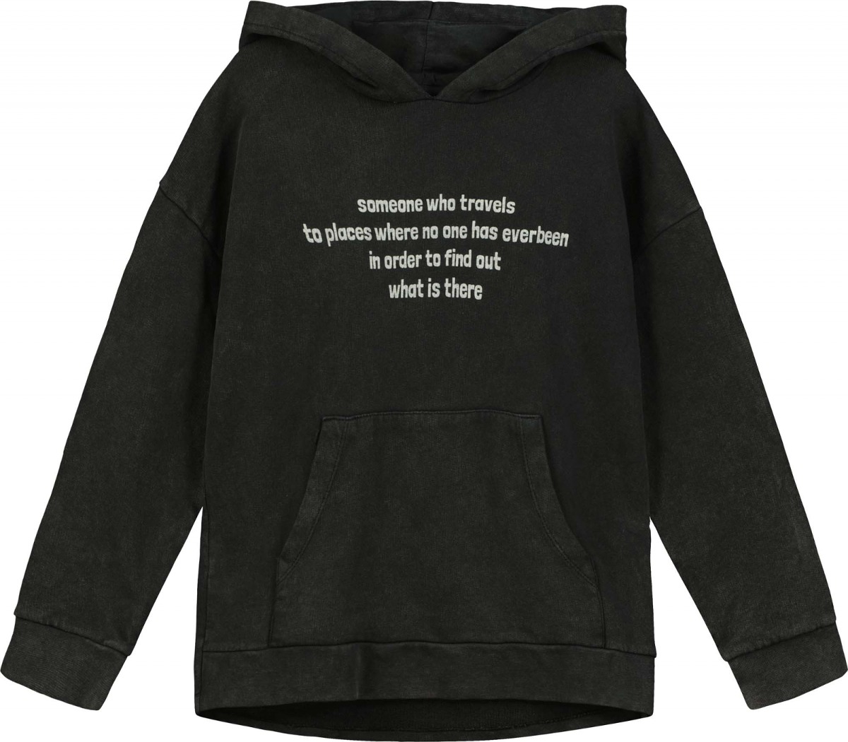 Washed Black &#039;Explorer&#039; Relaxed Fit Hoodie