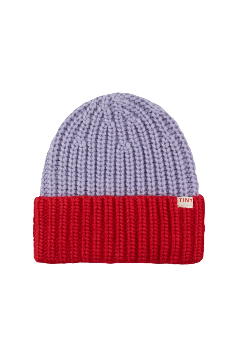 COLOR BLOCK BEANIE/lilac/deep red