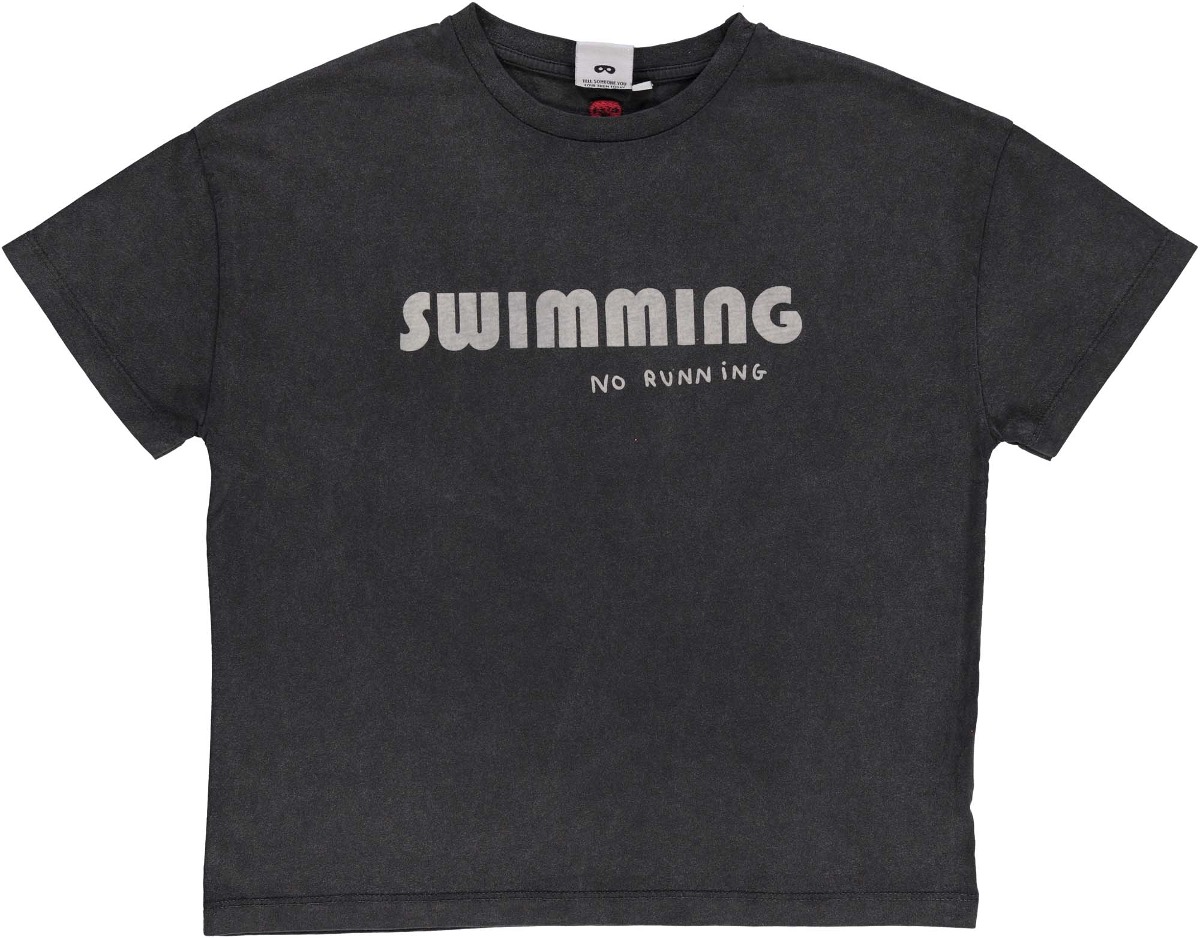 Black &#039;Swimming&#039;Oversized T-shirt /Black