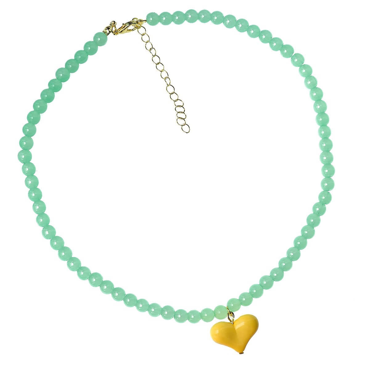 HEART NECKLACE GREEN &amp; YELLOW